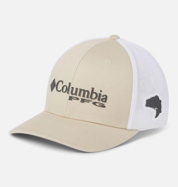 Columbia PFG Mesh Hats Khaki Grey White For Men's NZ80742 New Zealand